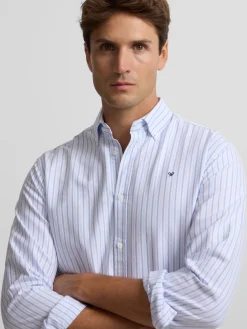 Camisa sport oxford rayas azul navy