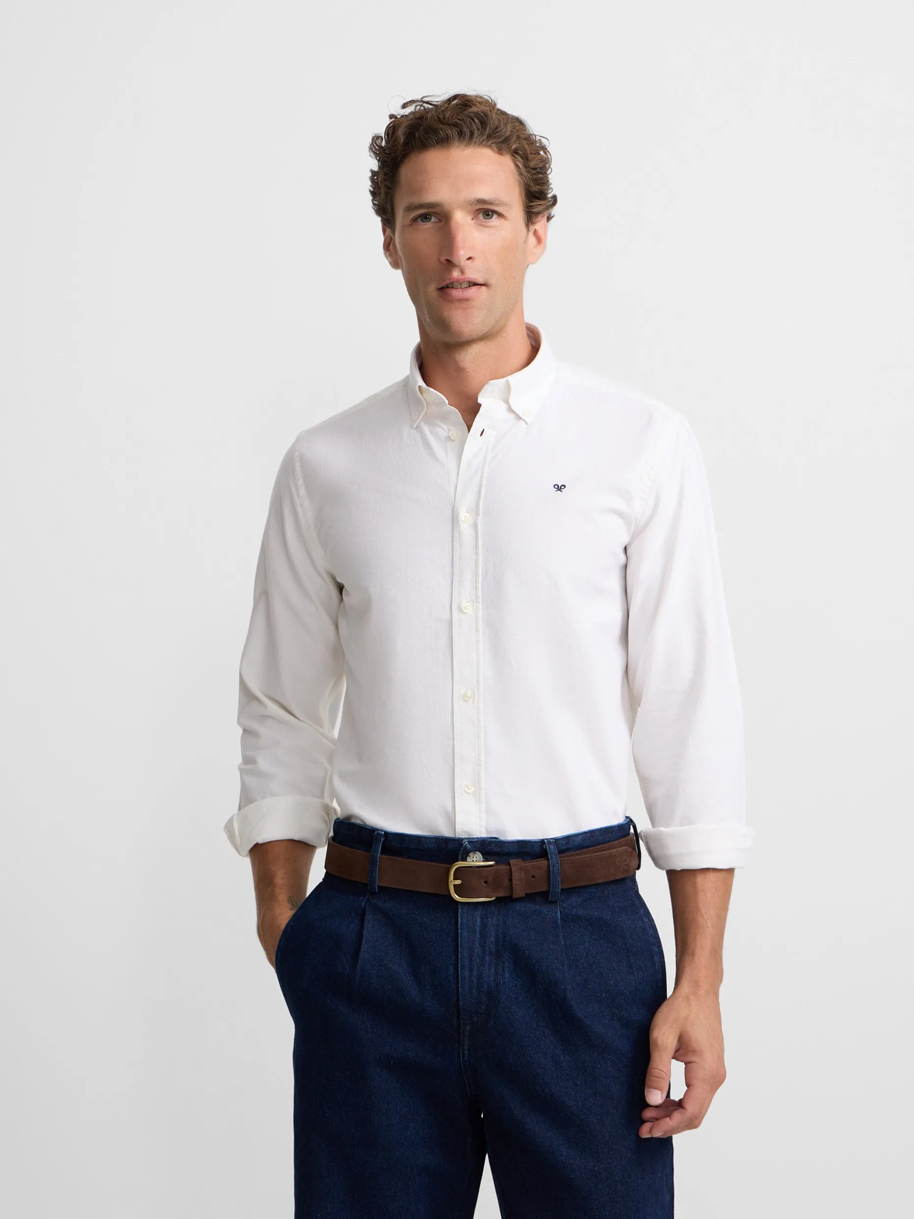 Camisa sport oxford rayas amarilla