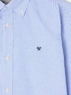 Camisa sport oxford rayas azul medio
