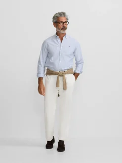 Camisa sport oxford rayas azul medio