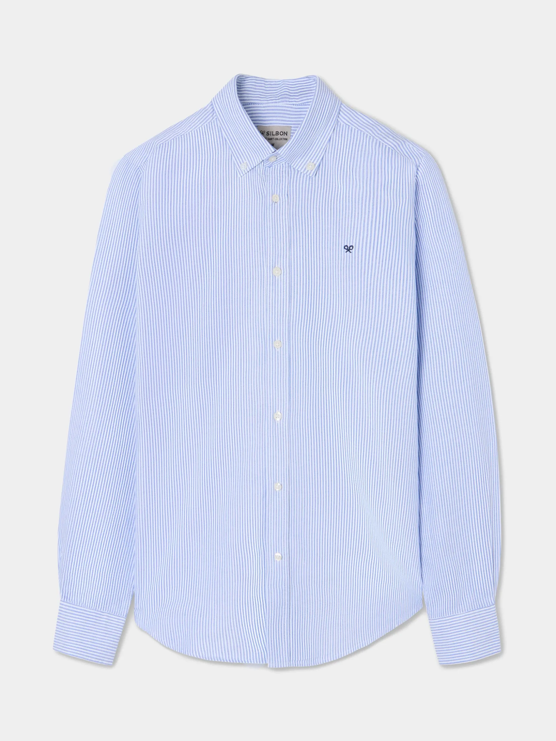 Camisa sport oxford rayas azul medio