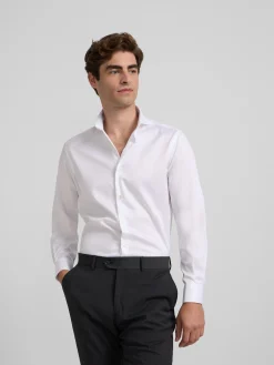 Camisa vestir blanca puño simple easy iron