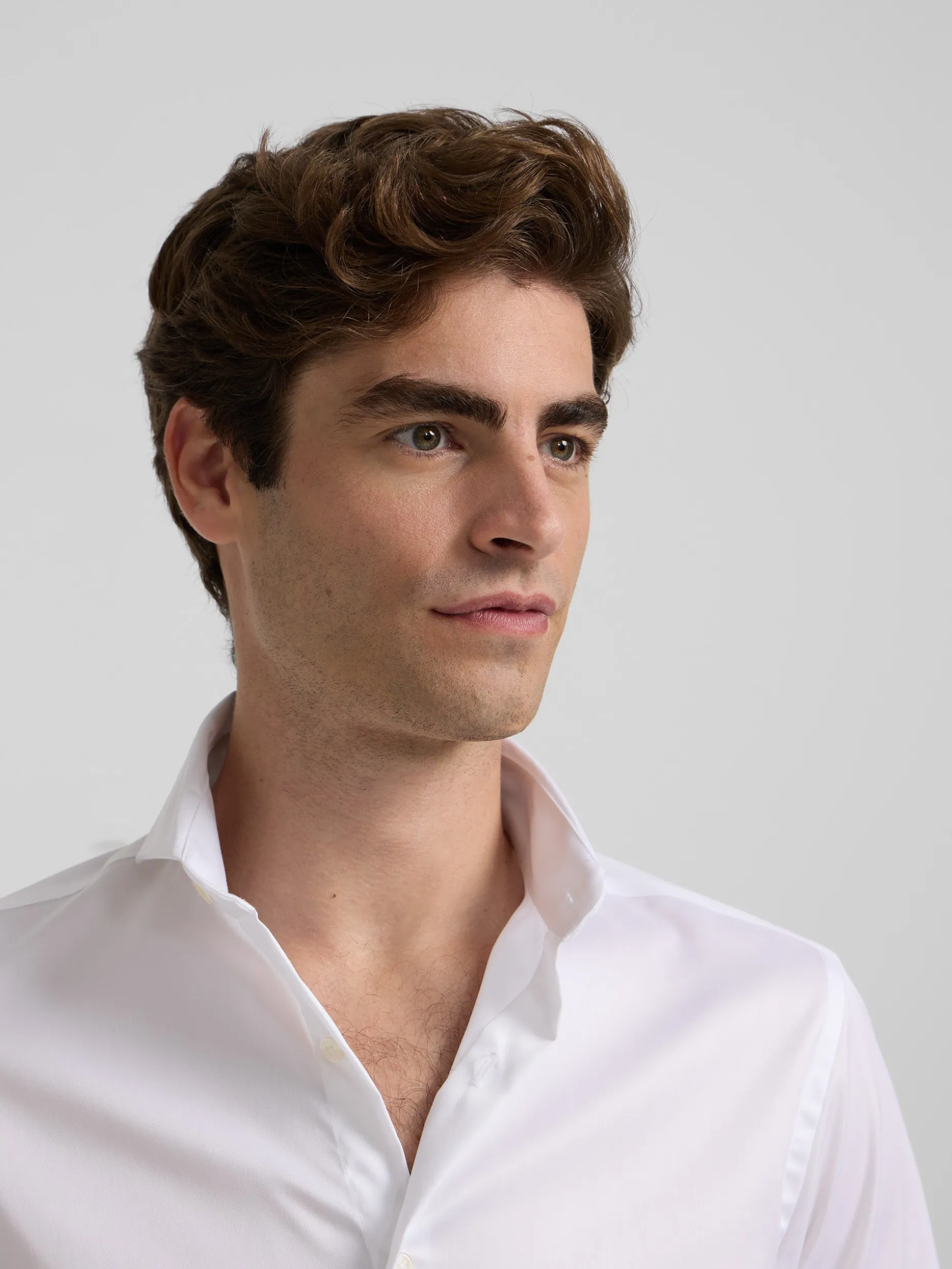 Camisa vestir blanca puño simple easy iron