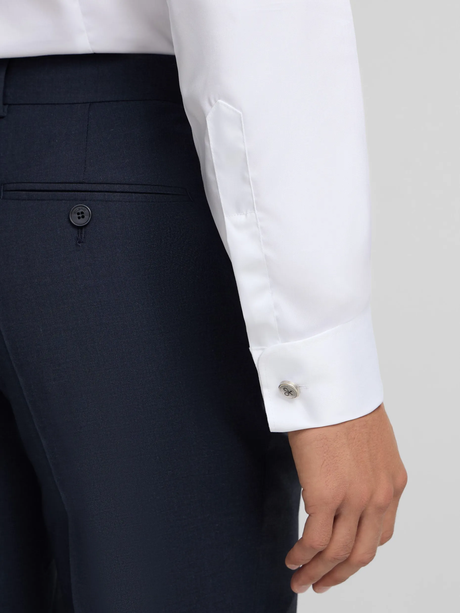 Camisa vestir blanca puño doble easy iron