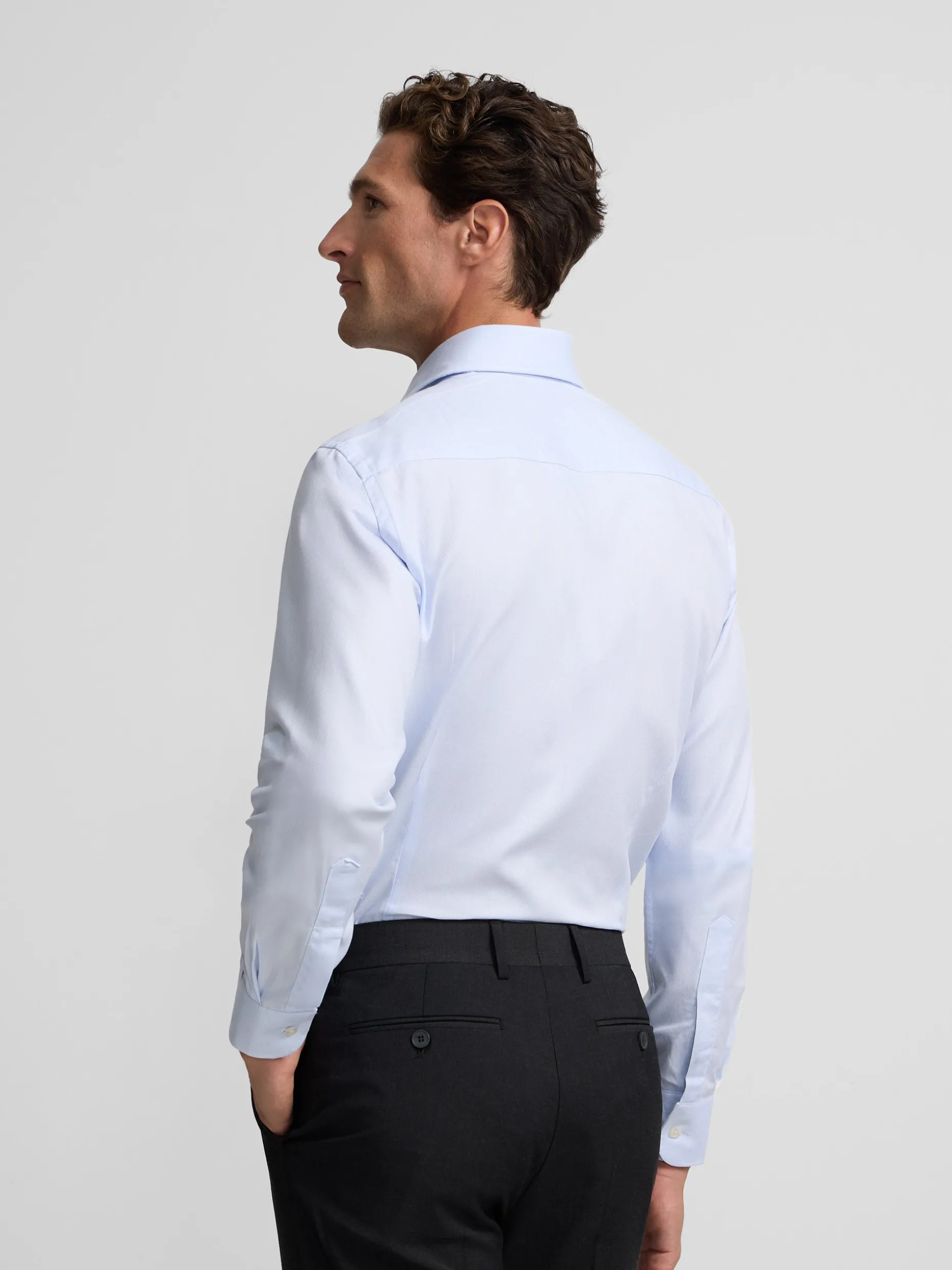 Camisa vestir celeste clara estructura
