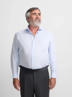 Camisa vestir celeste clara puño simple