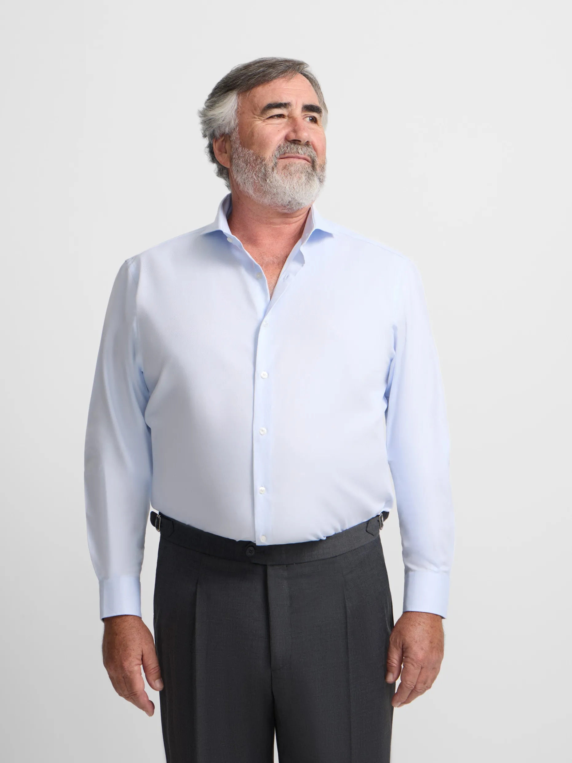 Camisa vestir celeste clara puño simple