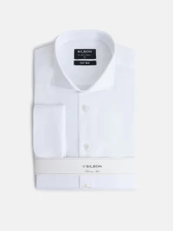 Camisa vestir easy iron puño doble blanca