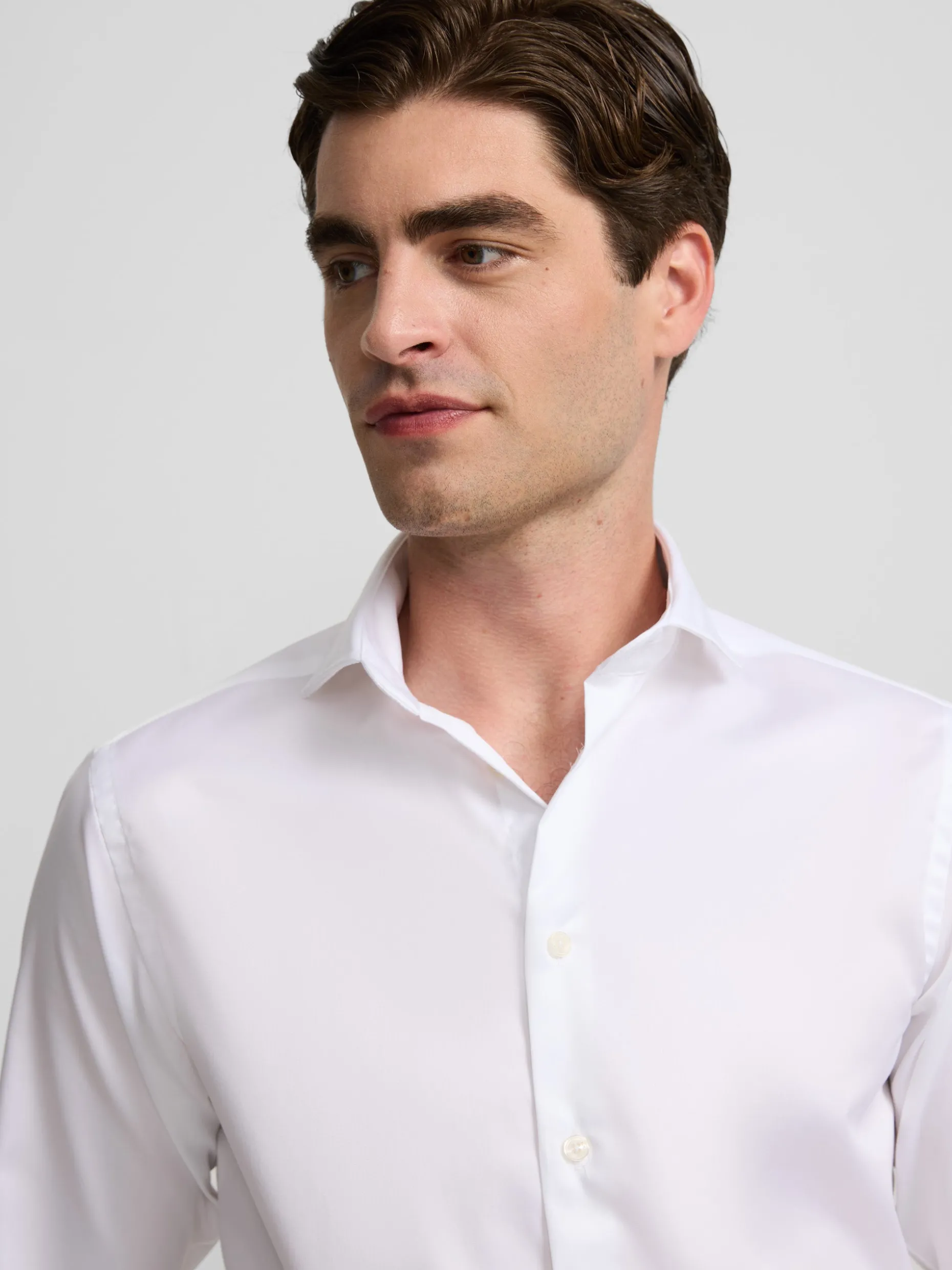 Camisa vestir easy iron puño doble blanca