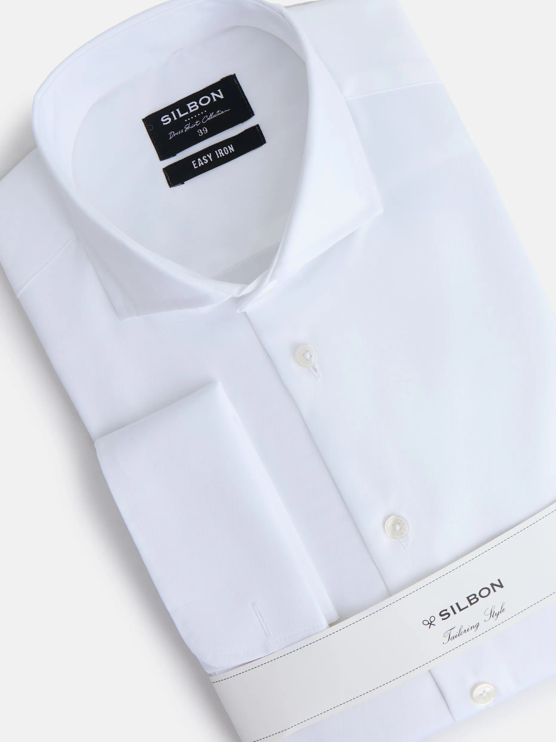 Camisa vestir easy iron puño doble blanca