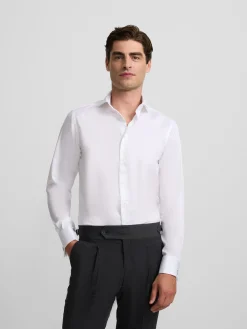 Camisa vestir easy iron puño doble blanca