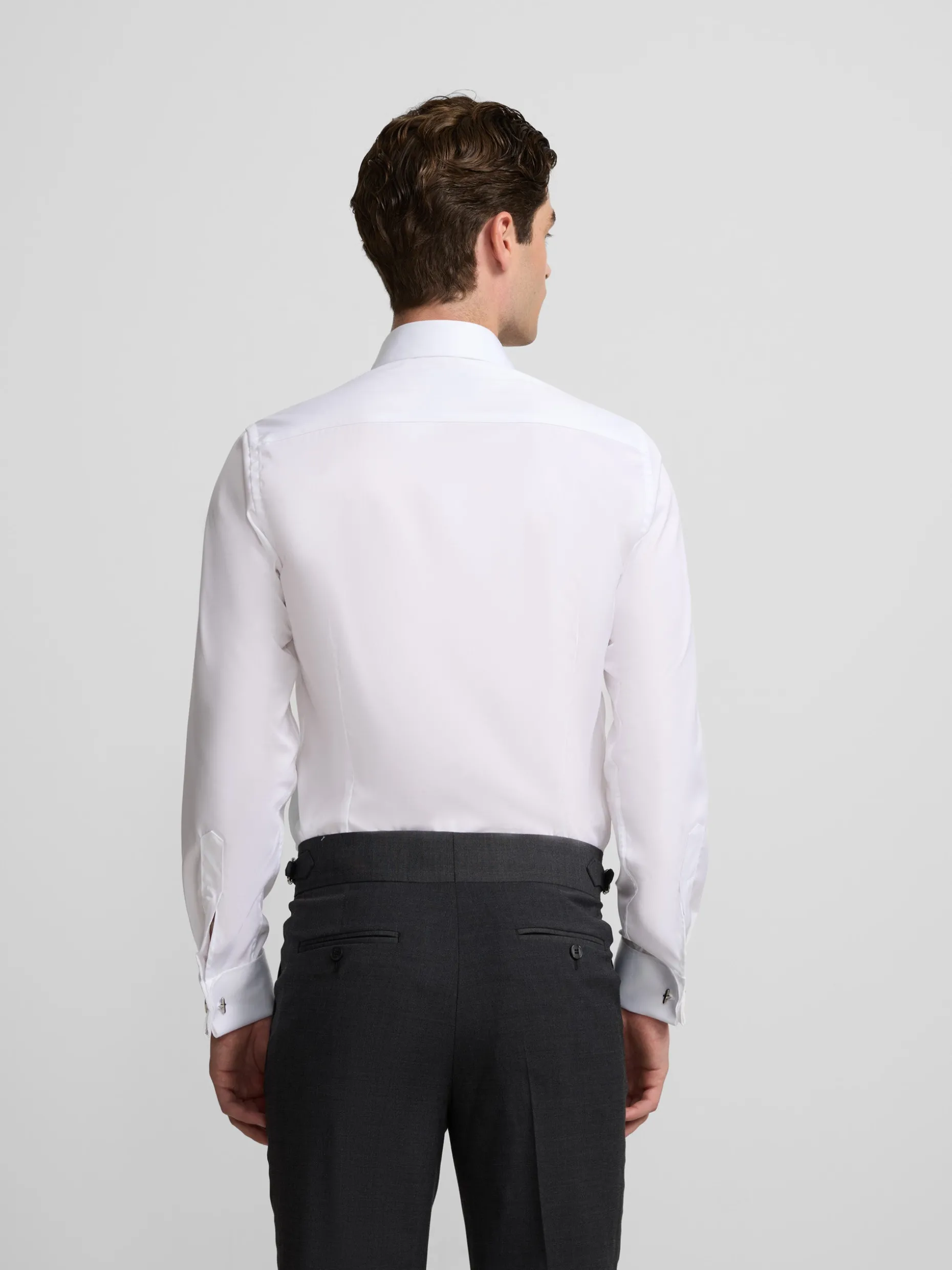 Camisa vestir easy iron puño doble blanca