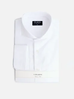 Camisa vestir espiga blanca puño doble