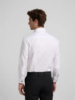 Camisa vestir espiga blanca puño doble