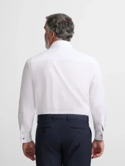 Camisa vestir espiga blanca puño doble