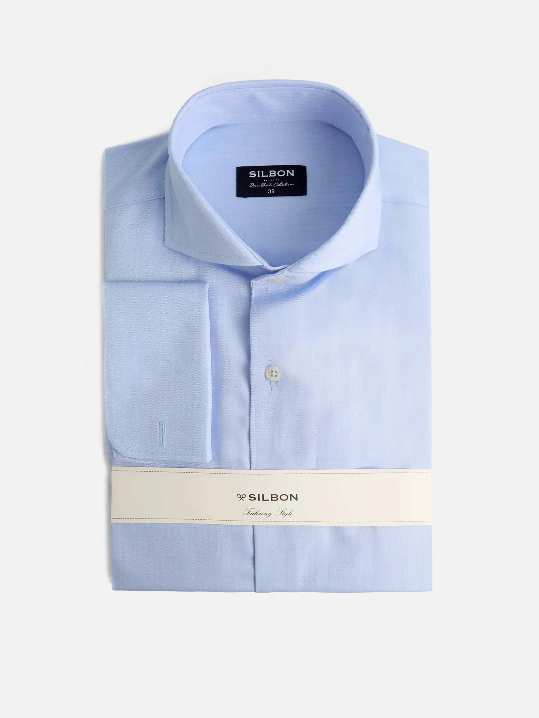 Camisa vestir espiga celeste puño doble