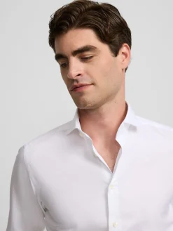 Camisa vestir espiga puño doble blanca