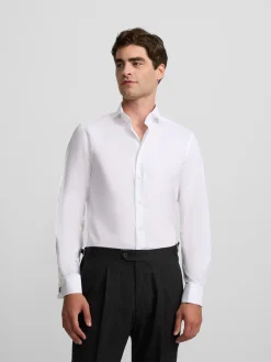 Camisa vestir espiga puño doble blanca
