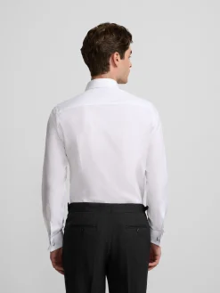 Camisa vestir espiga puño doble blanca