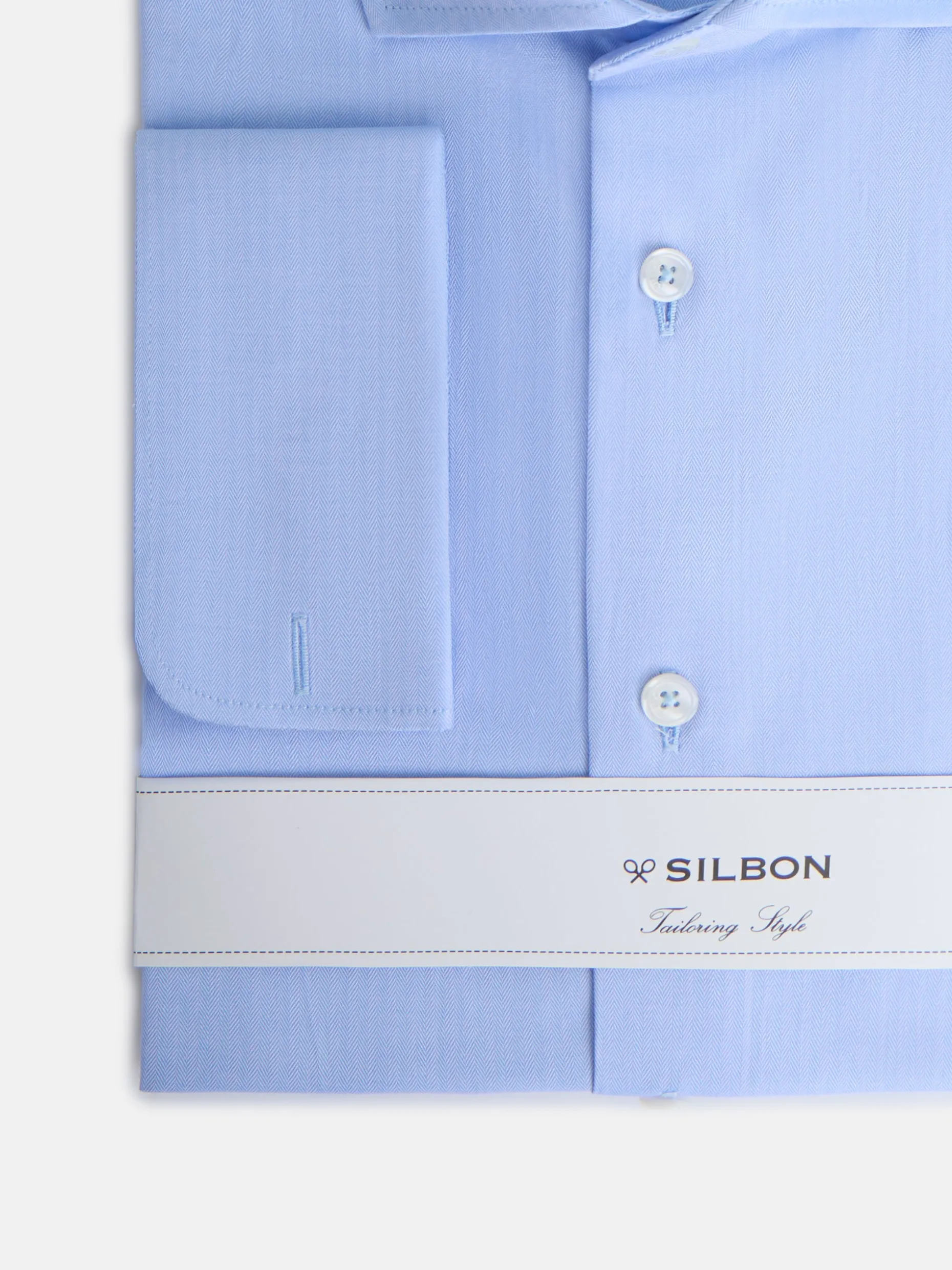 Camisa vestir espiga puño doble celeste