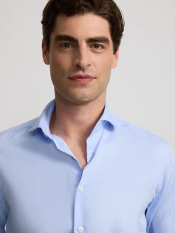 Camisa vestir espiga puño doble celeste
