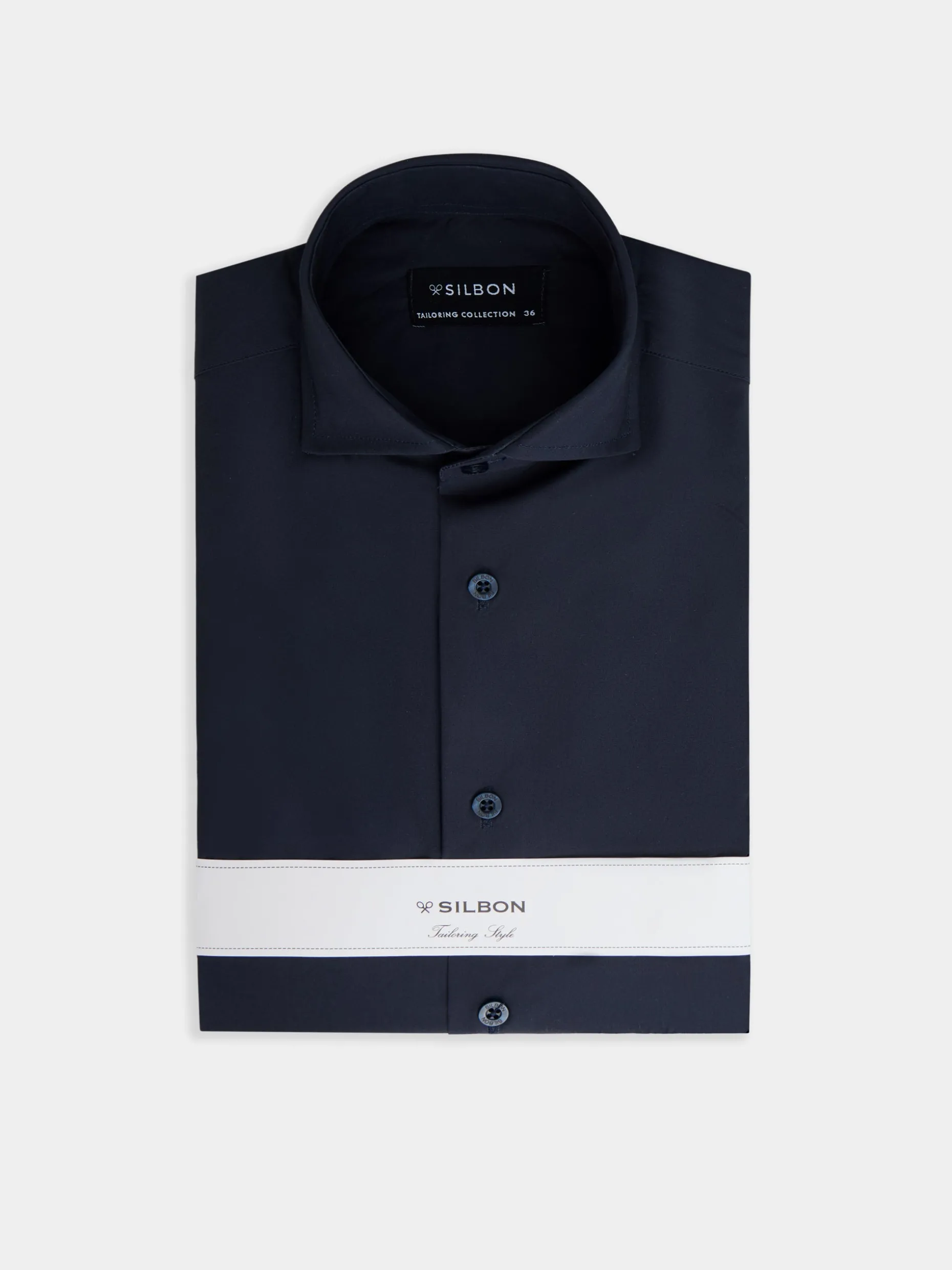 Camisa vestir lisa azul marino