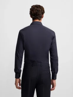Camisa vestir lisa azul marino