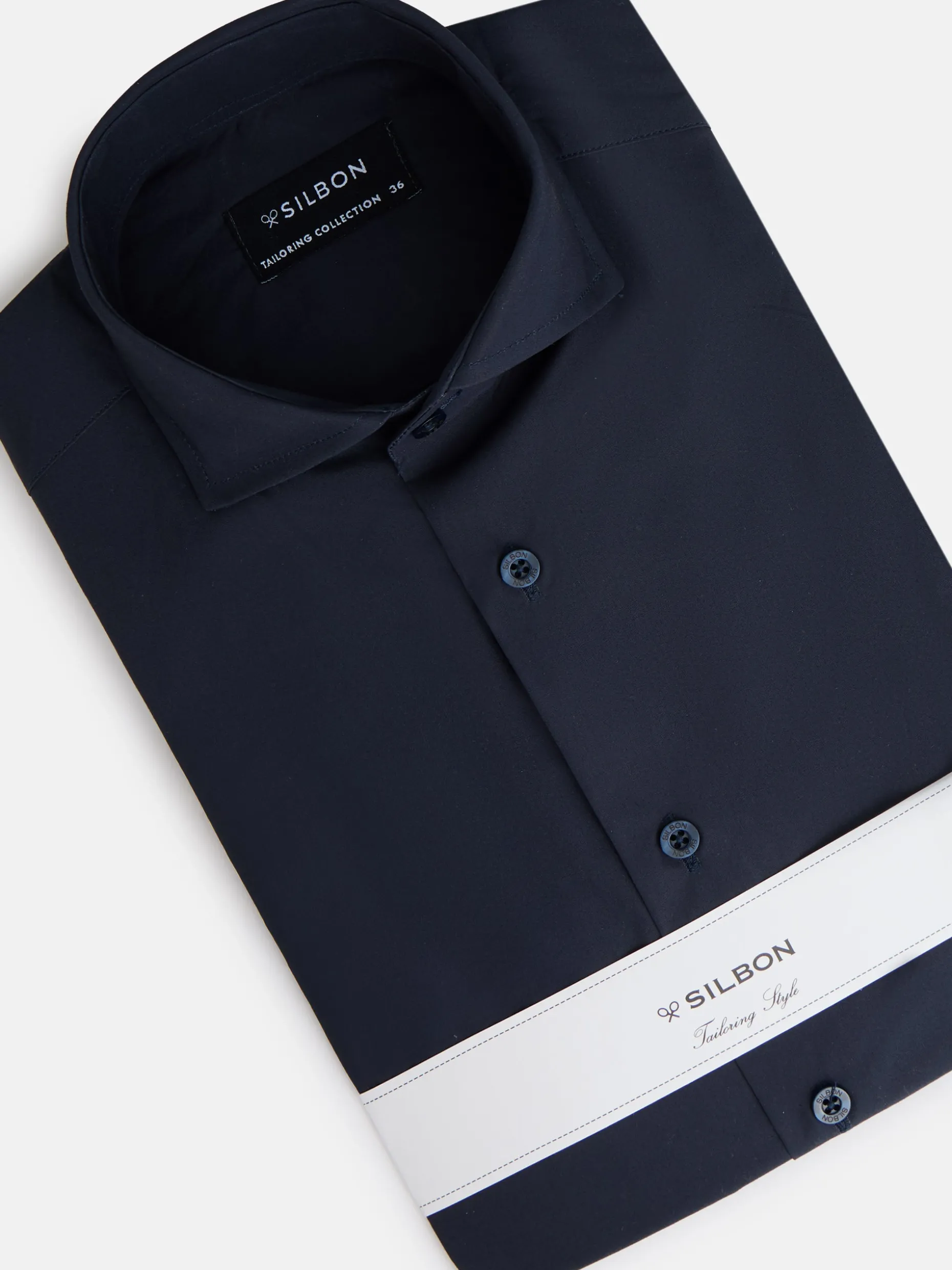 Camisa vestir lisa azul marino