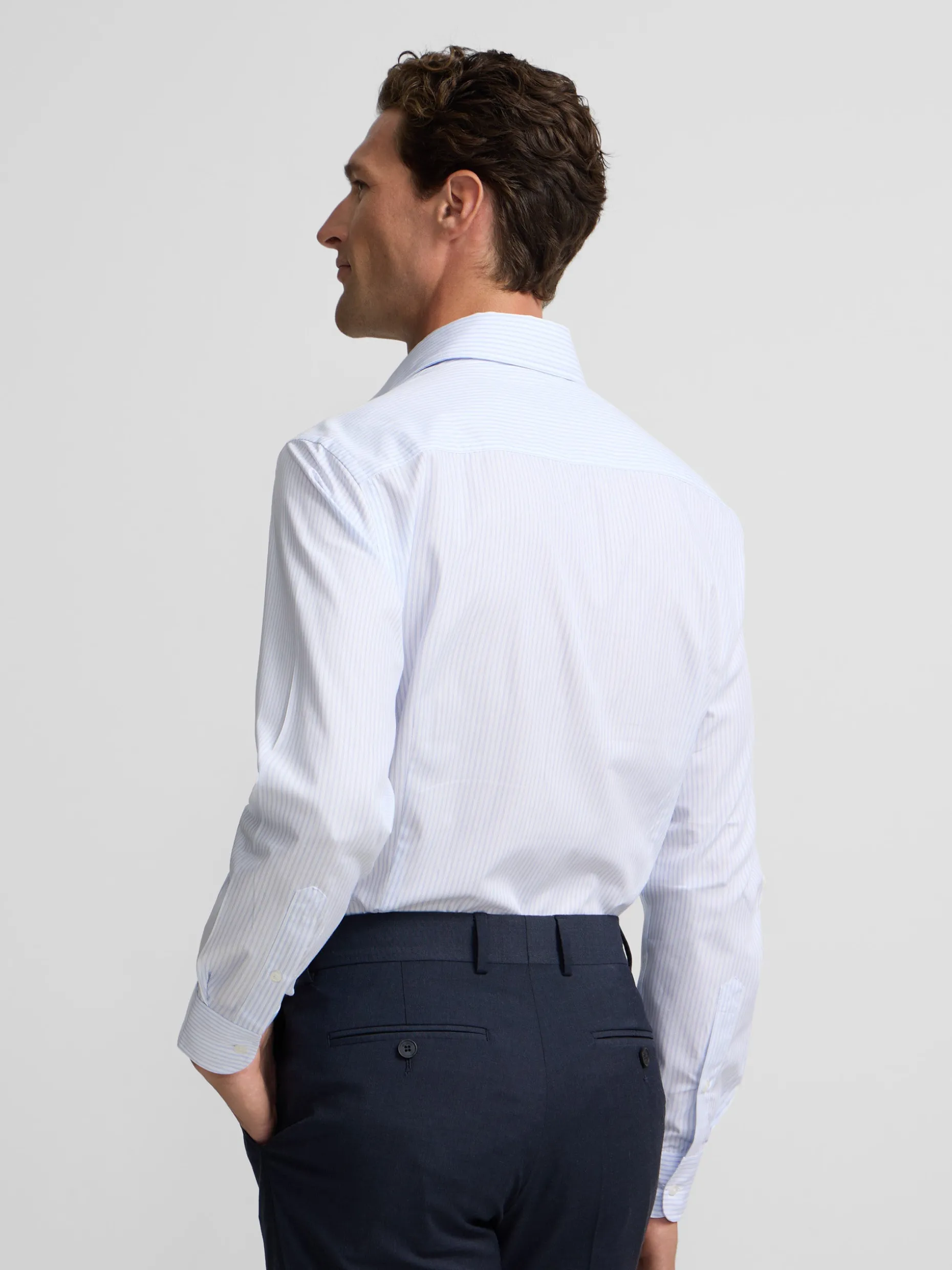 Camisa vestir microrayas celeste