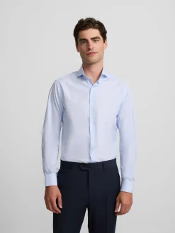 Camisa vestir mini rayas celeste puño simple