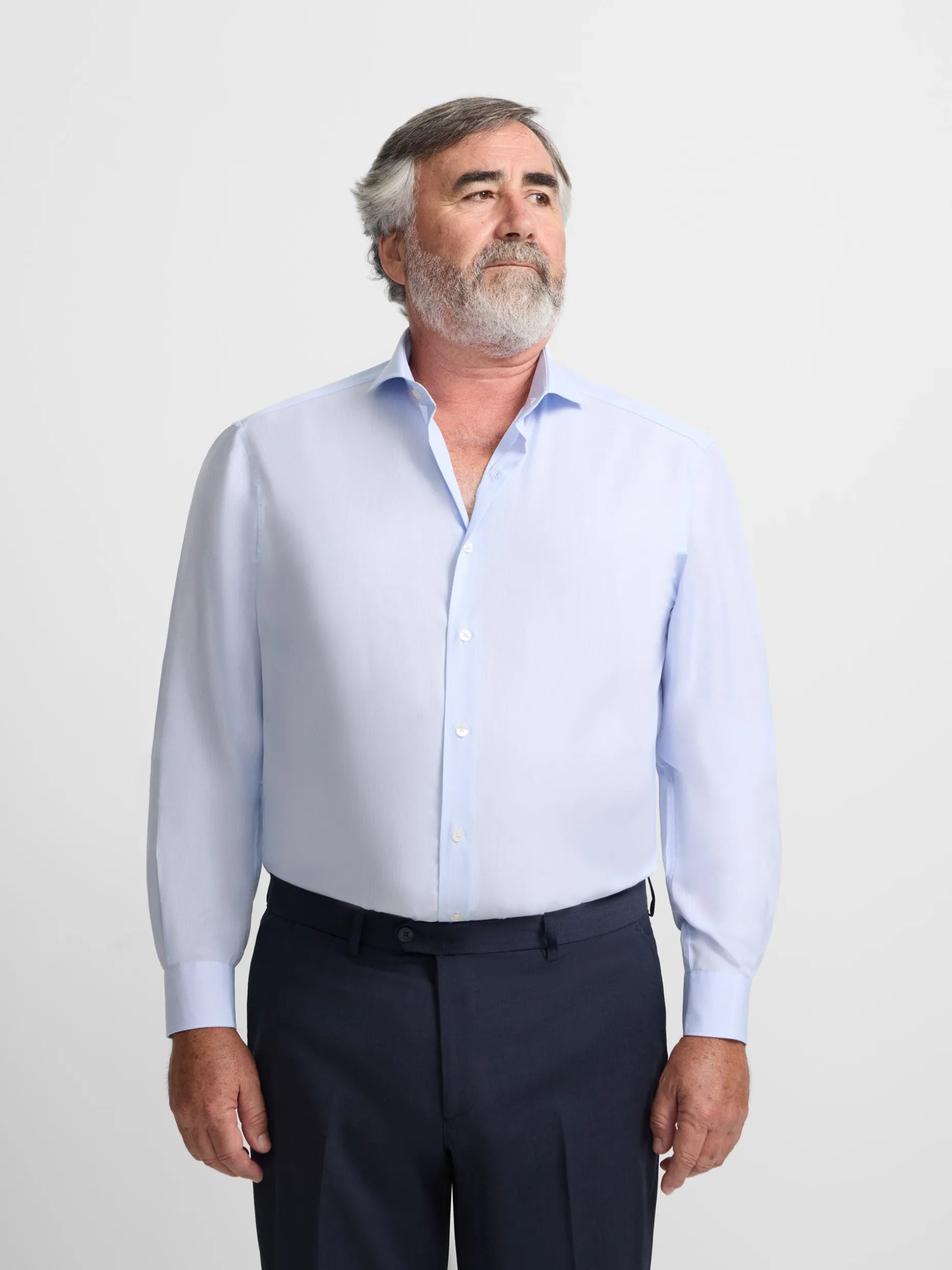Camisa vestir mini rayas celeste puño simple