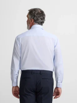 Camisa vestir mini rayas celeste puño simple