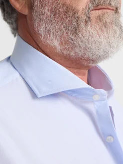Camisa vestir mini rayas celeste puño simple