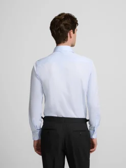 Camisa vestir puño simple celeste clara