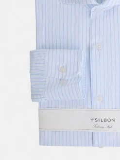 Camisa vestir raya ancha celeste