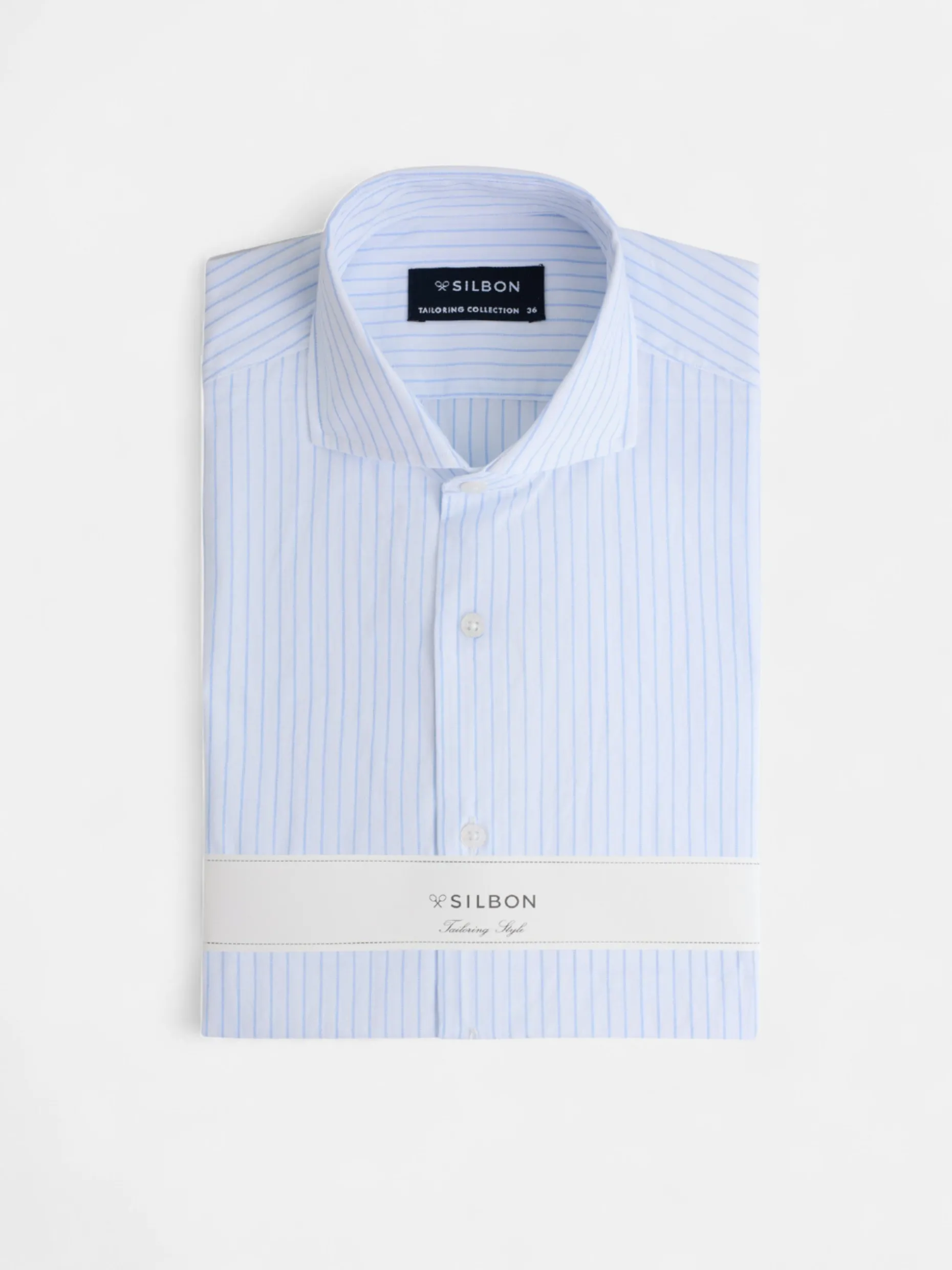 Camisa vestir raya ancha celeste