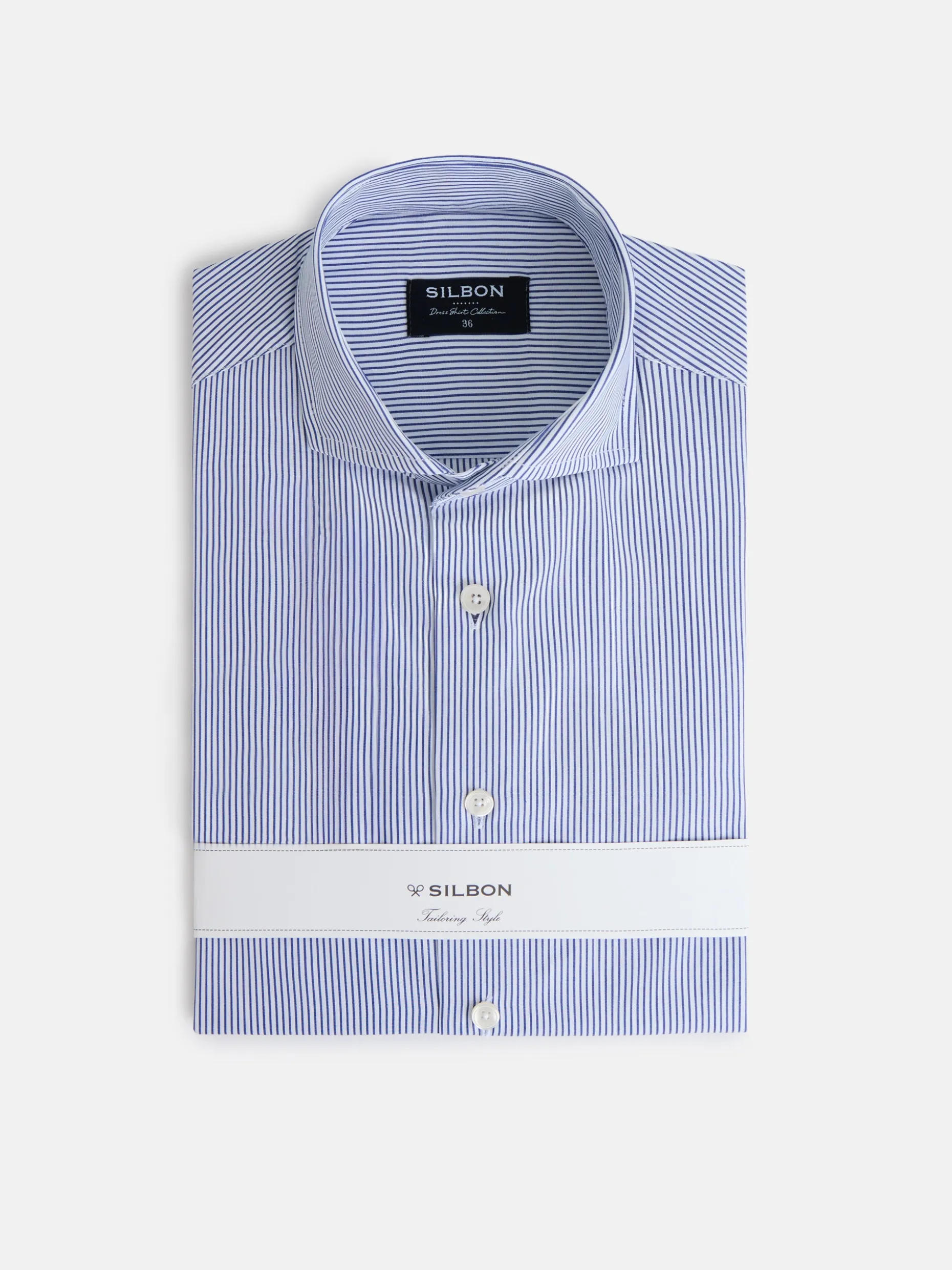 Camisa vestir raya media azul marino