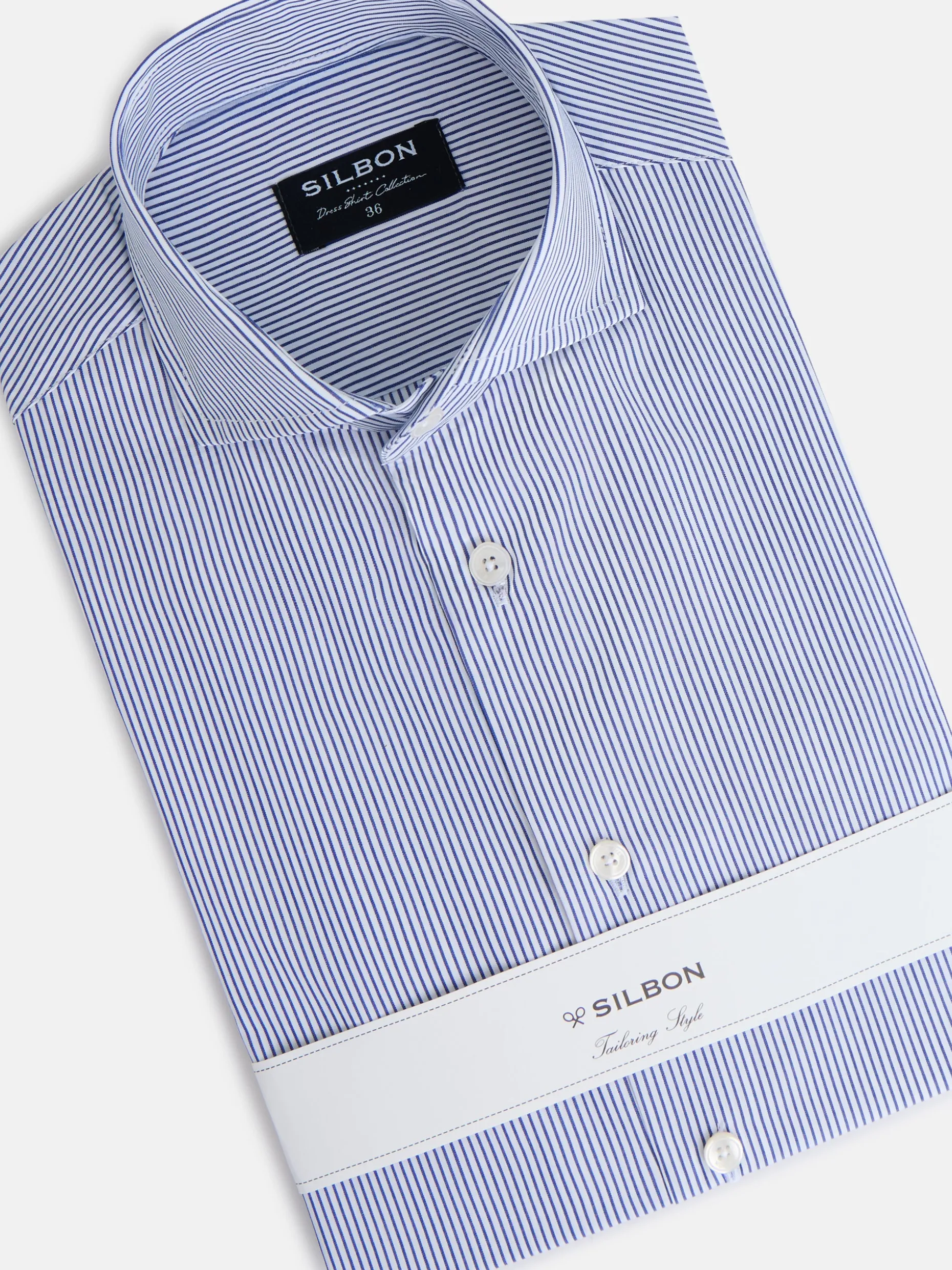 Camisa vestir raya media azul marino