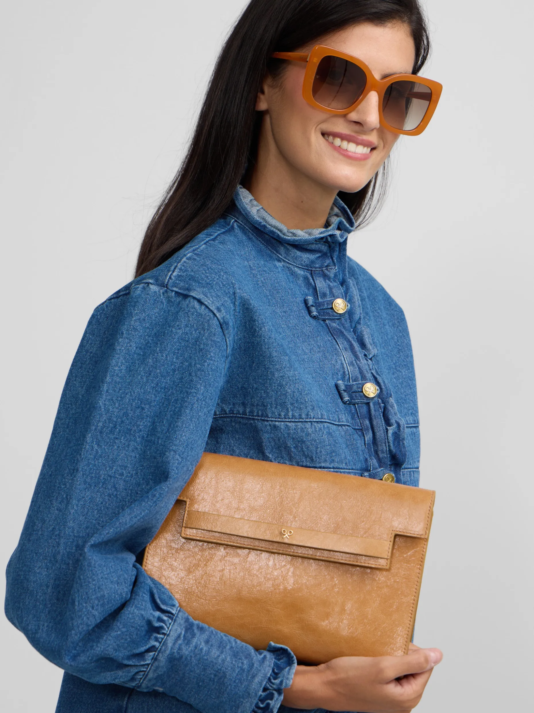 Camisa volantes solapa denim