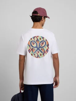 Camiseta circulo etnico multicolor blanca