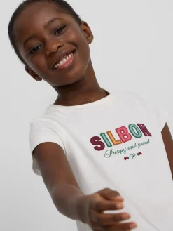 Camiseta girl letras silbon blanca