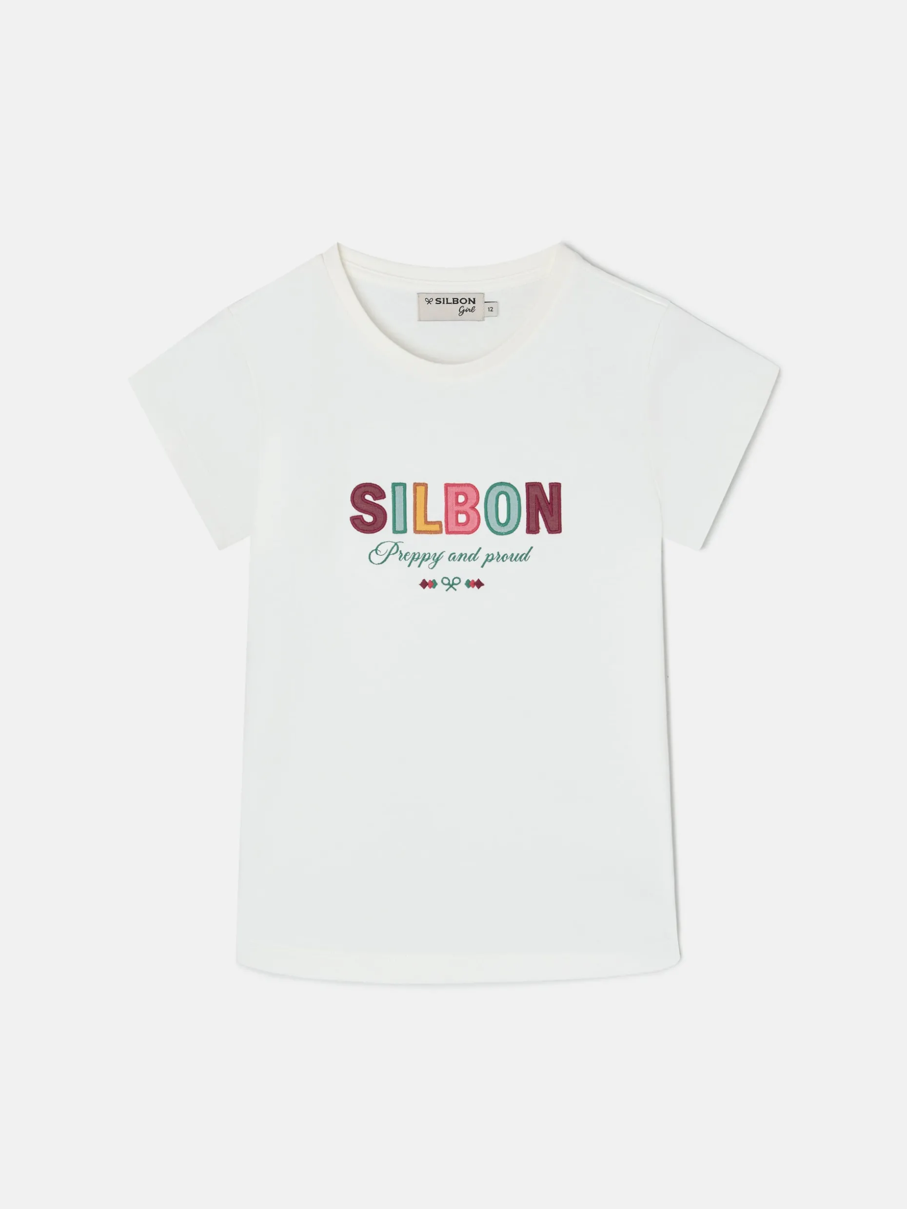 Camiseta girl letras silbon blanca