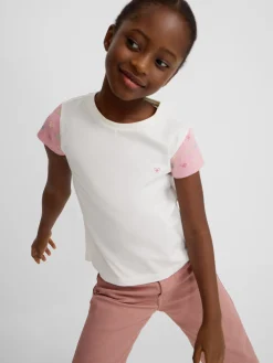 Camiseta girl mangas estampadas blanca