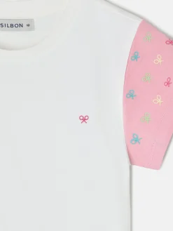 Camiseta girl mangas estampadas blanca