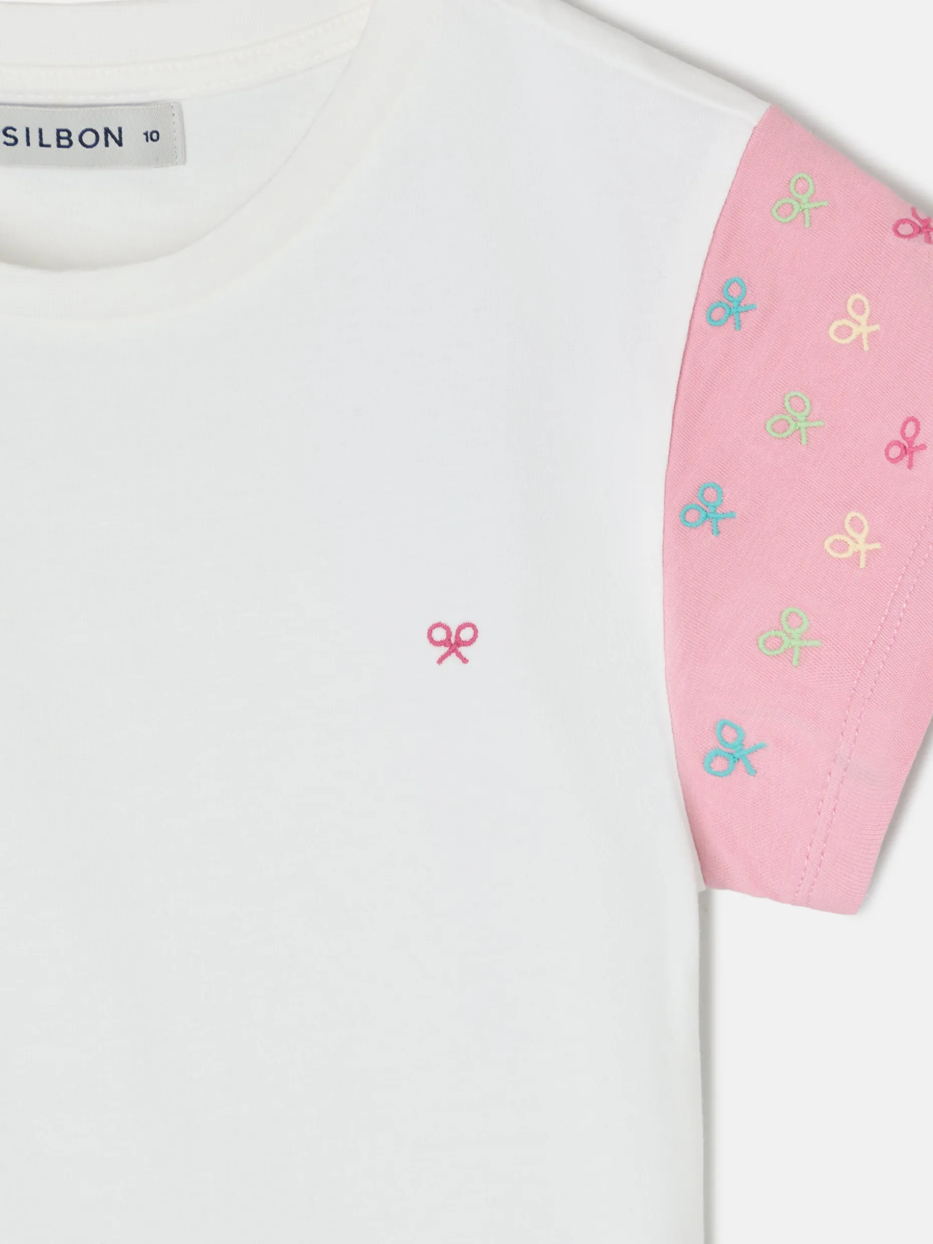 Camiseta girl mangas estampadas blanca