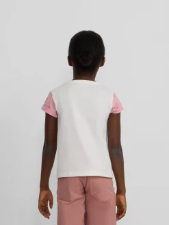 Camiseta girl mangas estampadas blanca