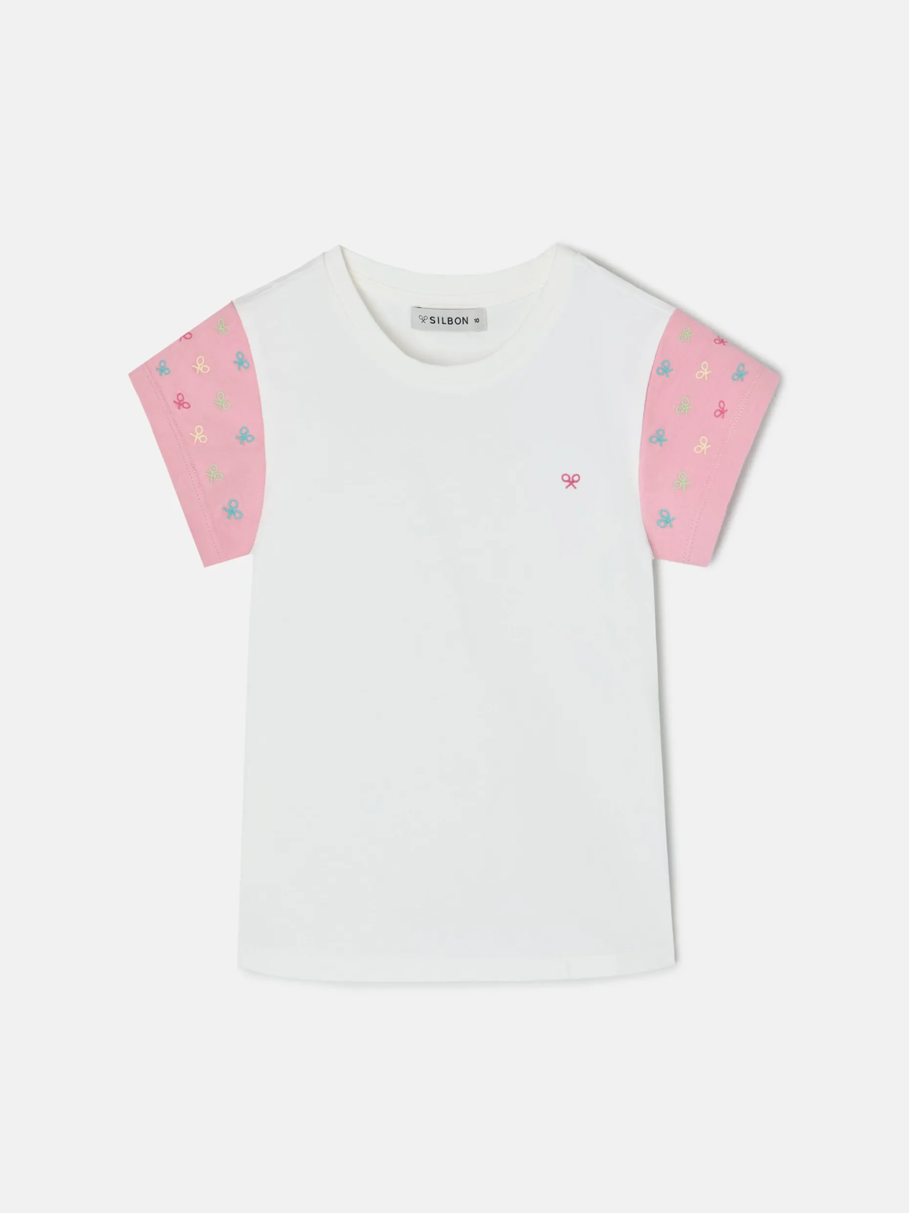 Camiseta girl mangas estampadas blanca
