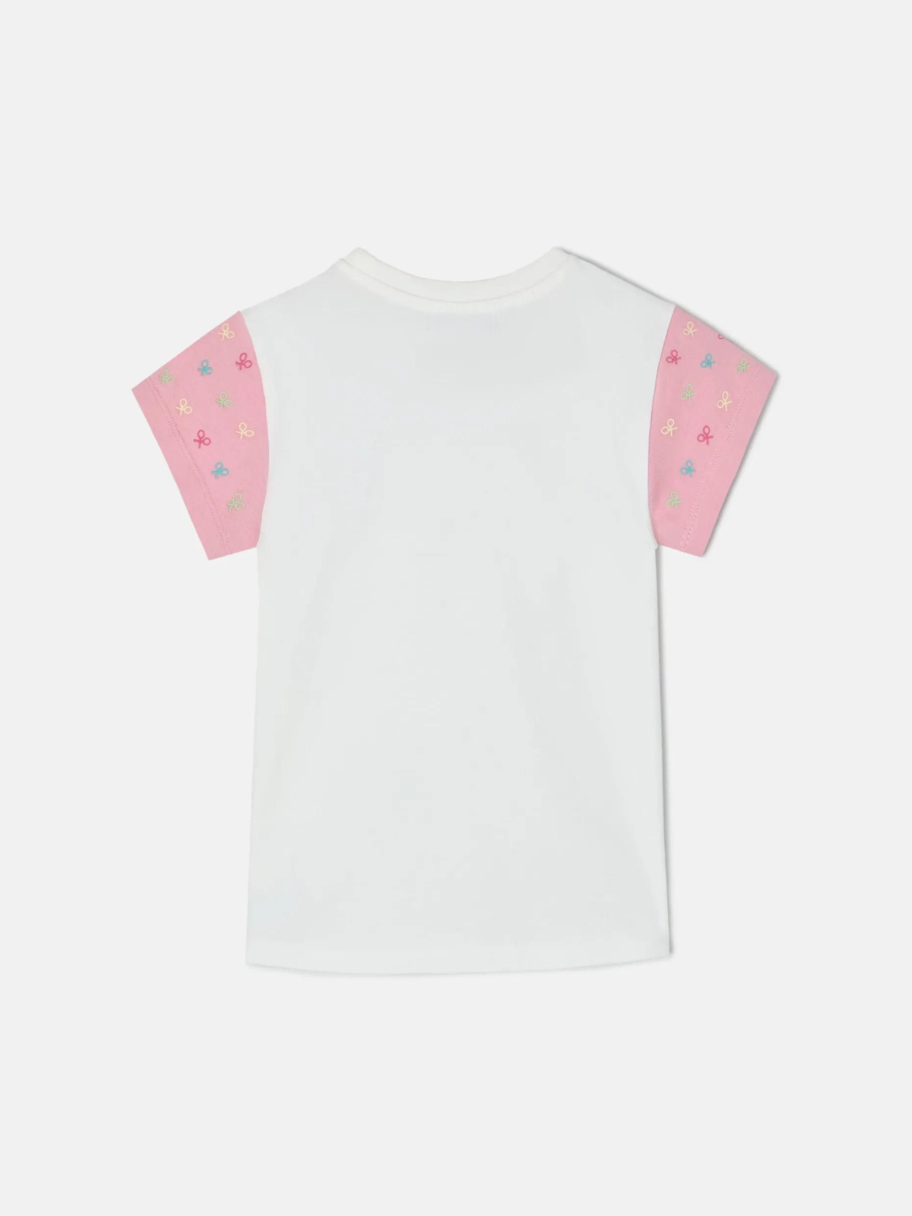 Camiseta girl mangas estampadas blanca