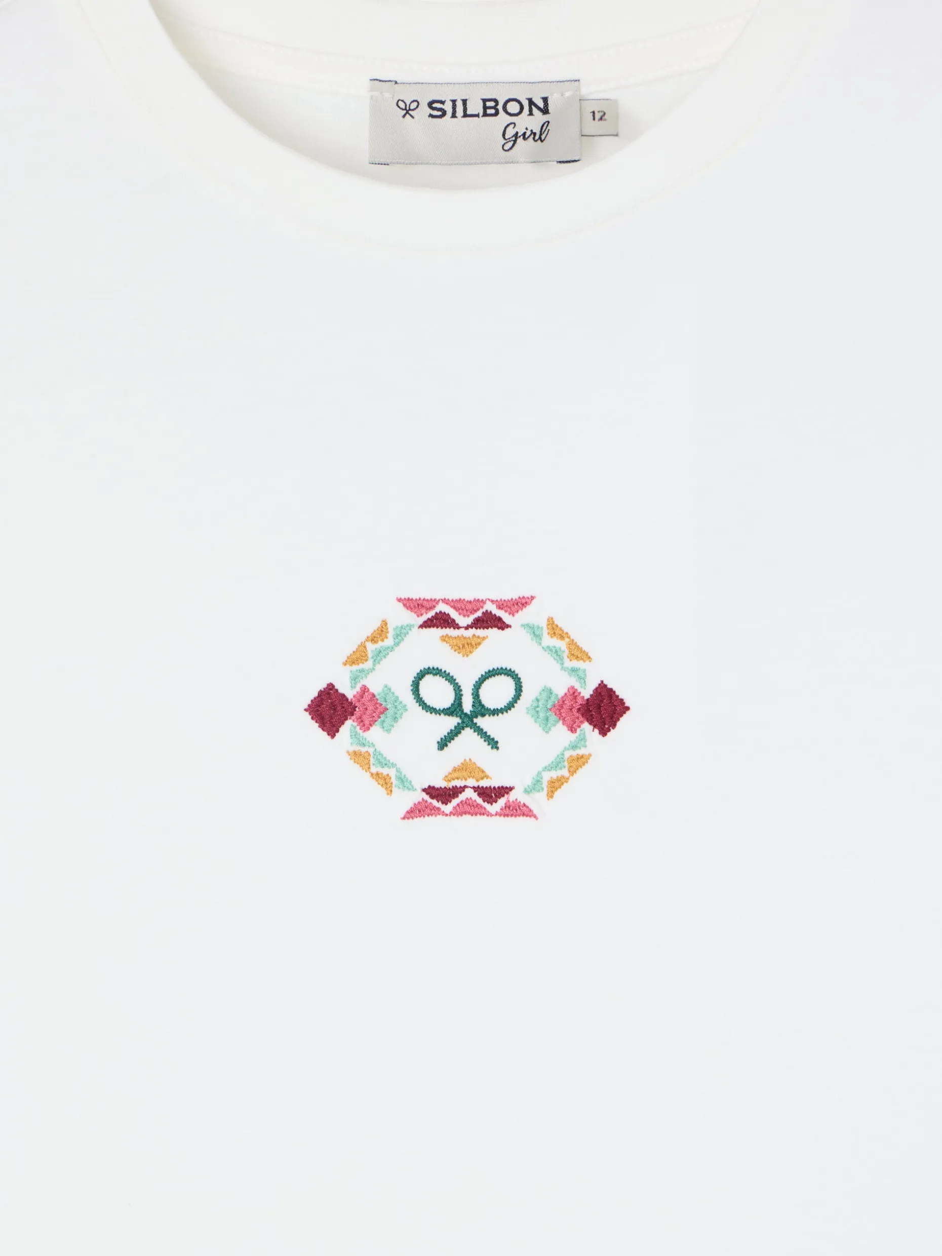 Camiseta girl raqueta etnica multicolor blanca
