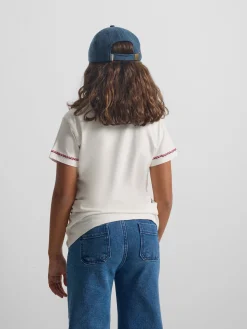 Camiseta girl raqueta etnica multicolor blanca